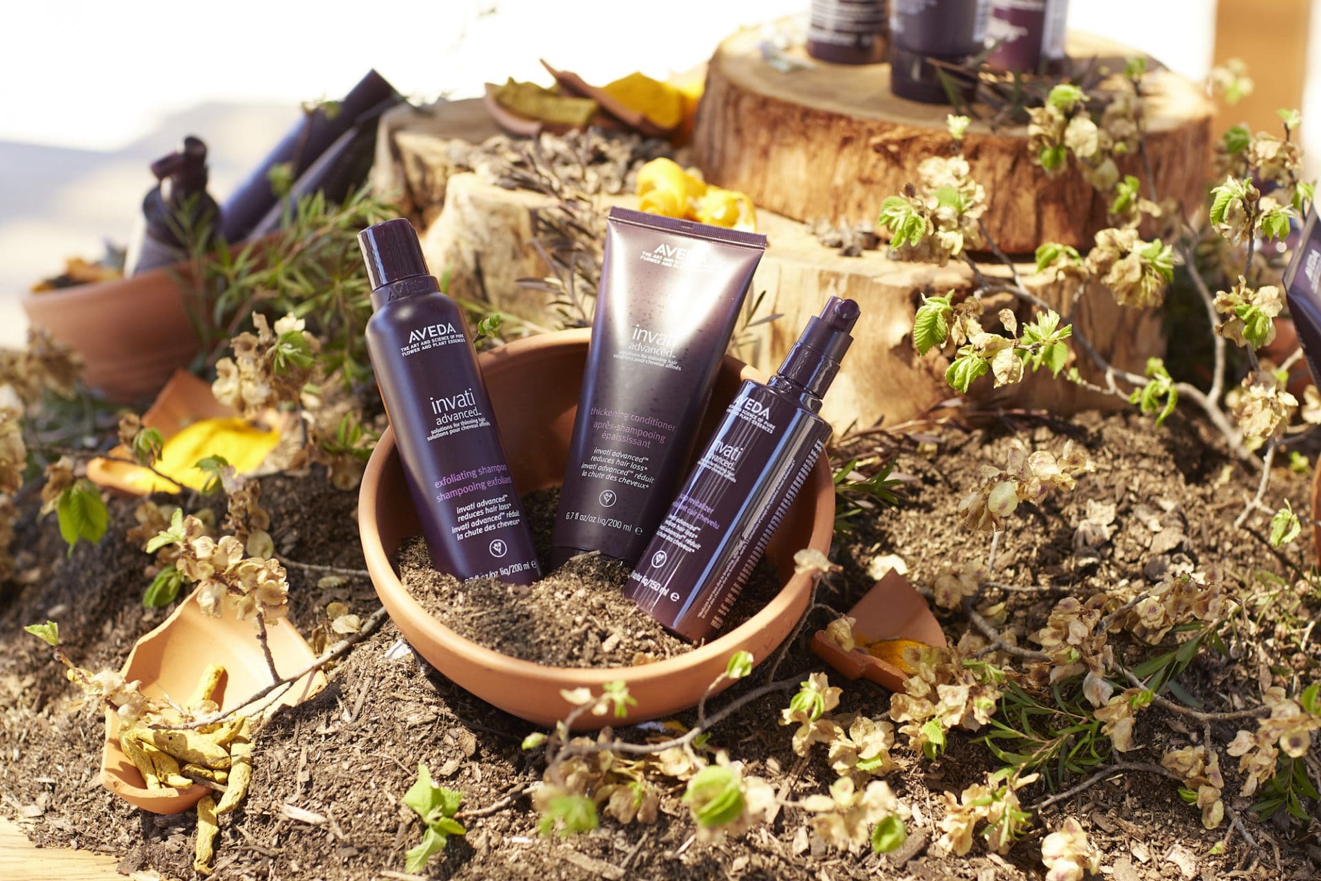 Product styling for hair care brand Aveda by Rainy Sunday Product styling for hair care brand Aveda by Rainy Sunday